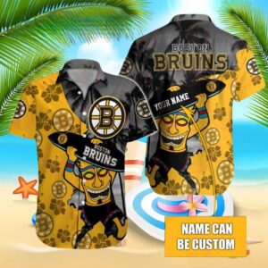Nhl Boston Bruins Special Native Hawaiians Design Button Shirt, NHL Hawaiian Shirt