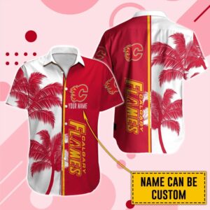 Calgary Flames Custom Name Hawaii Shirt, NHL Hawaiian Shirt