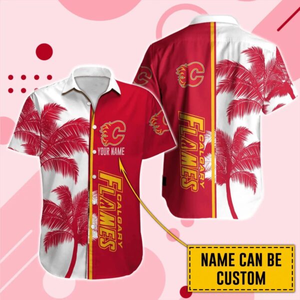 Calgary Flames Custom Name Hawaii Shirt, NHL Hawaiian Shirt