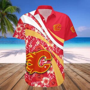 Calgary Flames Hawaiian Shirt Hibiscus Sport Style – NHL, NHL Hawaiian Shirt