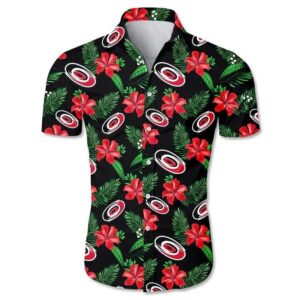 Carolina Hurricanes Floral Button Up Hawaiian Shirt, NHL Hawaiian Shirt