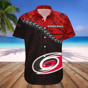 Carolina Hurricanes Hawaiian Shirt Grunge Polynesian Tattoo – NHL, NHL Hawaiian Shirt