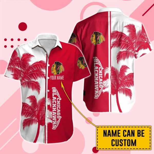 Chicago Blackhawks Custom Name Hawaii Shirt, NHL Hawaiian Shirt