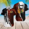 Chicago Blackhawks Dark Orange Native Hawaiian Shirt, NHL Hawaiian Shirt