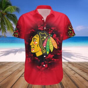Chicago Blackhawks Hawaiian Shirt Camouflage Vintage – NHL, NHL Hawaiian Shirt