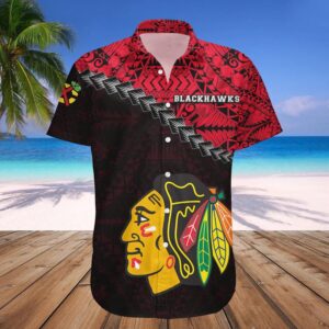 Chicago Blackhawks Hawaiian Shirt Grunge Polynesian Tattoo – NHL, NHL Hawaiian Shirt