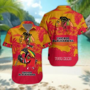 Chicago Blackhawks Personalized Hawaiian Shirt – Custom Name, NHL Hawaiian Shirt
