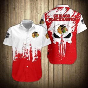 Chicago Blackhawks Skull Hawaiian Shirt, NHL Hawaiian Shirt