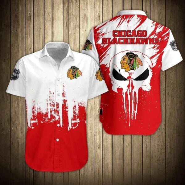 Chicago Blackhawks Skull Hawaiian Shirt, NHL Hawaiian Shirt