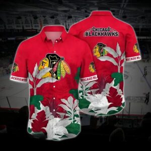 Chicago Hockey Hawaiian Shirt, Blackhawks Hawaiian Shirt, Ice Hockey Hawaiian Shirt 2, NHL Hawaiian Shirt