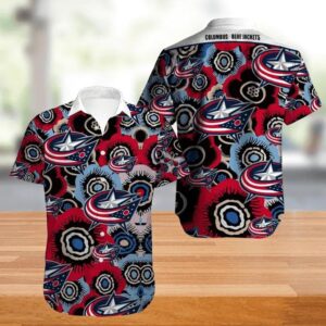 Columbus Blue Jackets Hawaiian Shirt Big Floral Button Up, NHL Hawaiian Shirt