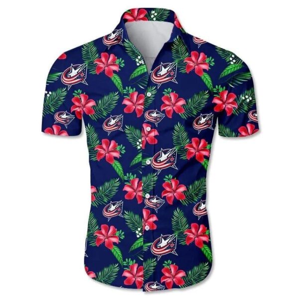 Columbus Blue Jackets Hawaiian Shirt Floral Button Up, NHL Hawaiian Shirt