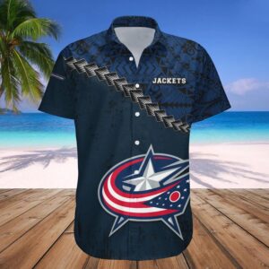 Columbus Blue Jackets Hawaiian Shirt Grunge Polynesian Tattoo – NHL, NHL Hawaiian Shirt