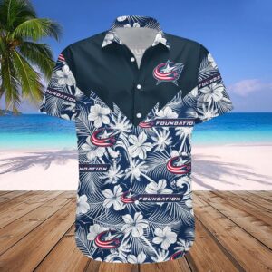 Columbus Blue Jackets Hawaiian Shirt Tropical Seamless- NHL, NHL Hawaiian Shirt