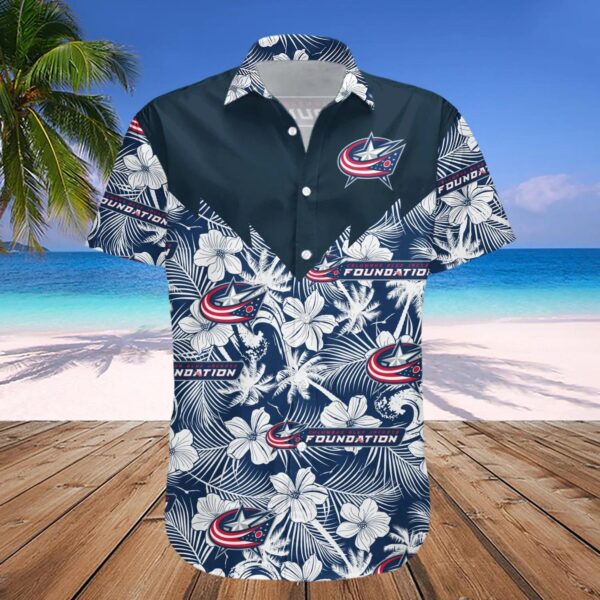 Columbus Blue Jackets Hawaiian Shirt Tropical Seamless- NHL, NHL Hawaiian Shirt