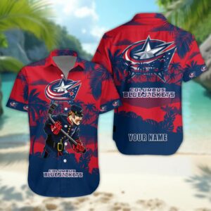 Columbus Blue Jackets Personalized Hawaiian Shirt – Custom Name, NHL Hawaiian Shirt