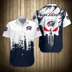 Columbus Blue Jackets Hawaiian Shirt Skull Short Sleeve, NHL Hawaiian Shirt