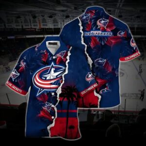Columbus Hockey Hawaiian Shirt, Blue Jackets Hawaiian Shirt, Ice Hockey Hawaiian Shirt 10, NHL Hawaiian Shirt