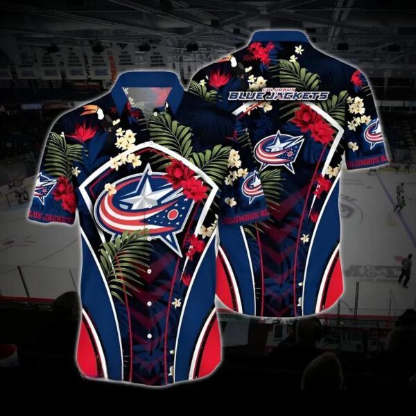 Columbus Hockey Hawaiian Shirt, Blue Jackets Hawaiian Shirt, Ice Hockey Hawaiian Shirt 14, NHL Hawaiian Shirt
