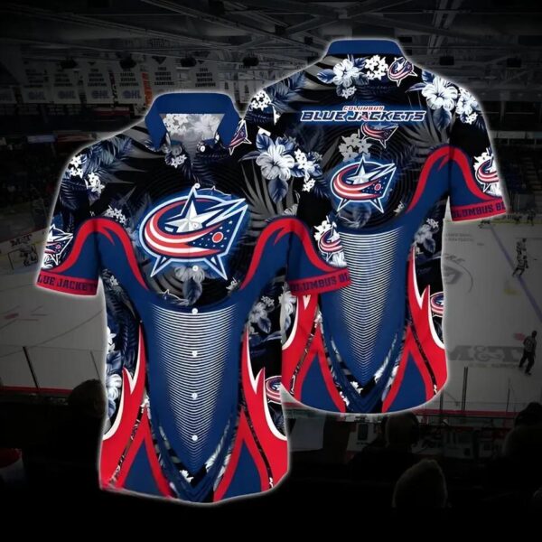 Columbus Hockey Hawaiian Shirt, Blue Jackets Hawaiian Shirt, Ice Hockey Hawaiian Shirt 15, NHL Hawaiian Shirt