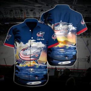 Columbus Hockey Hawaiian Shirt, Blue Jackets Hawaiian Shirt, Ice Hockey Hawaiian Shirt 17, NHL Hawaiian Shirt