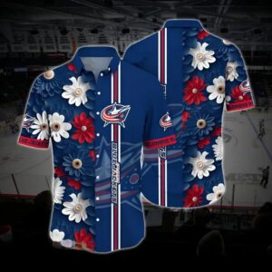 Columbus Hockey Hawaiian Shirt, Blue Jackets Hawaiian Shirt, Ice Hockey Hawaiian Shirt 2, NHL Hawaiian Shirt