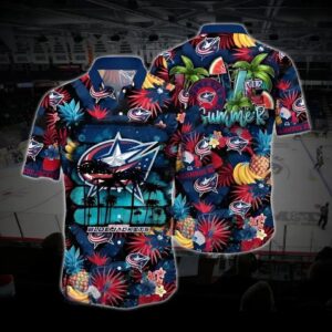 Columbus Hockey Hawaiian Shirt, Blue Jackets Hawaiian Shirt, Ice Hockey Hawaiian Shirt 21, NHL Hawaiian Shirt