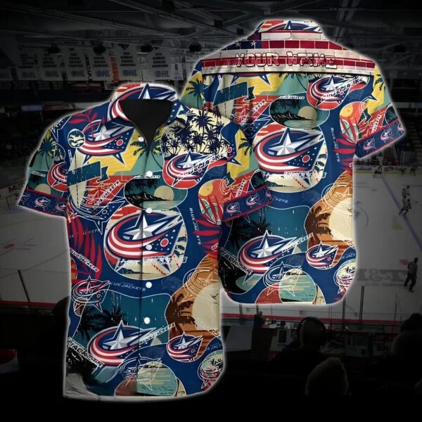 Columbus Hockey Hawaiian Shirt, Blue Jackets Hawaiian Shirt, Ice Hockey Hawaiian Shirt 25, NHL Hawaiian Shirt