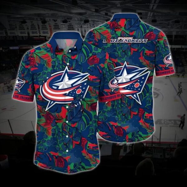 Columbus Hockey Hawaiian Shirt, Blue Jackets Hawaiian Shirt, Ice Hockey Hawaiian Shirt 8, NHL Hawaiian Shirt