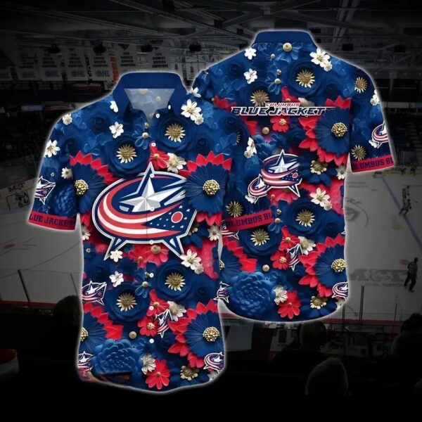 Columbus Hockey Hawaiian Shirt, Blue Jackets Hawaiian Shirt, Ice Hockey Hawaiian Shirt 9, NHL Hawaiian Shirt