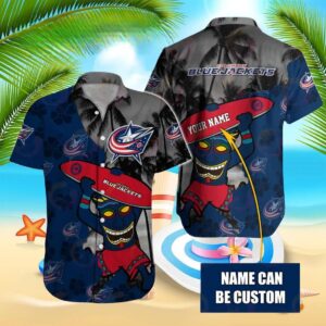 Nhl Columbus Blue Jackets Special Native Hawaiians Design Button Shirt, NHL Hawaiian Shirt