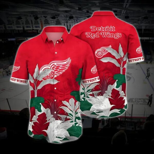 Detroit Hockey Hawaiian Shirt, Red Wings Hawaiian Shirt, Ice Hockey Hawaiian Shirt 1, NHL Hawaiian Shirt