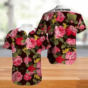 Detroit Red Wings Hawaiian Shirt Big Floral Button Up, NHL Hawaiian Shirt