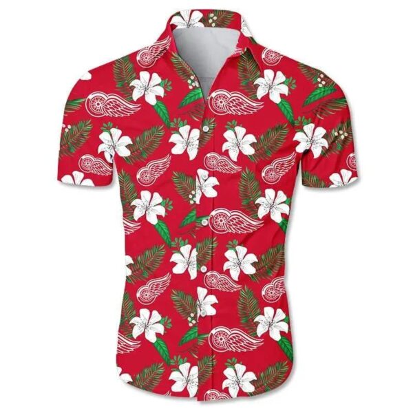 Detroit Red Wings Hawaiian Shirt Floral Button Up, NHL Hawaiian Shirt