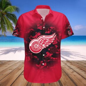 Detroit Red Wings Hawaiian Shirt Camouflage Vintage – NHL, NHL Hawaiian Shirt