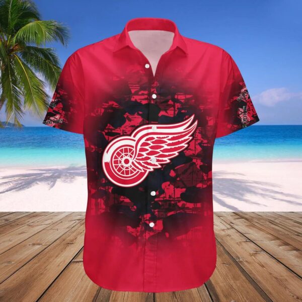Detroit Red Wings Hawaiian Shirt Camouflage Vintage – NHL, NHL Hawaiian Shirt