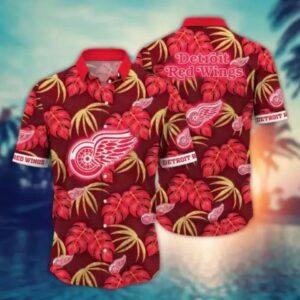 Detroit Red Wings NHL Hawaiian Shirt Lighthearted Aloha Shirt, NHL Hawaiian Shirt