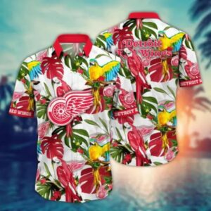 Detroit Red Wings NHL Hawaiian Shirt Sunsetstime Aloha Shirt, NHL Hawaiian Shirt