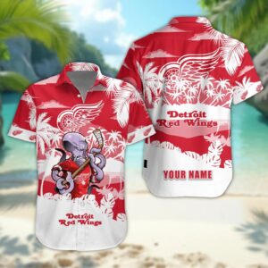 Detroit Red Wings Personalized Hawaiian Shirt – Custom Name, NHL Hawaiian Shirt