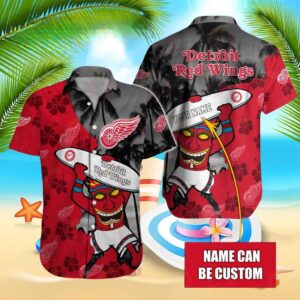 Nhl Detroit Red Wings Special Native Hawaiians Design Button Shirt, NHL Hawaiian Shirt