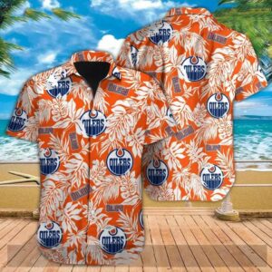 Edmonton Oilers Hawaiian Shirt Tropical Leaves For Fans Aloha Shirt Hockey Team, NHL Hawaiian Shirt