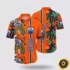 Edmonton Oilers Hawaiian Shirt, Tropical Forest Floral Pattern Summer Aloha Shirt, NHL Hawaiian Shirt