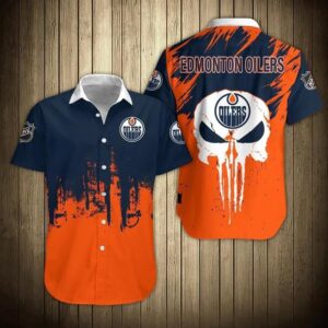 Edmonton Oilers Shirts Skull Short Sleeve Hawaiian Shirt, NHL Hawaiian Shirt