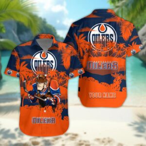 Edmonton Oilers Personalized Hawaiian Shirt – Custom Name, NHL Hawaiian Shirt
