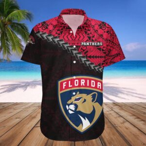 Florida Panthers Hawaiian Shirt Grunge Polynesian Tattoo – NHL, NHL Hawaiian Shirt