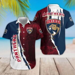 Florida Panthers Red Blue White Hawaiian Shirt, NHL Hawaiian Shirt