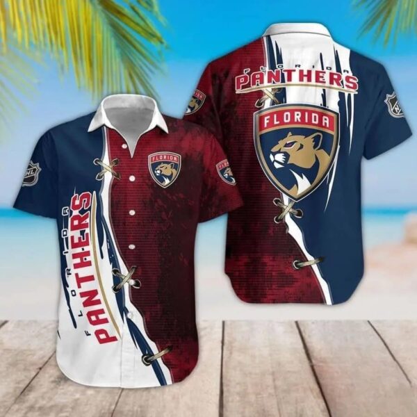 Florida Panthers Red Blue White Hawaiian Shirt, NHL Hawaiian Shirt