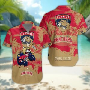 Florida Panthers Personalized Hawaiian Shirt – Custom Name, NHL Hawaiian Shirt