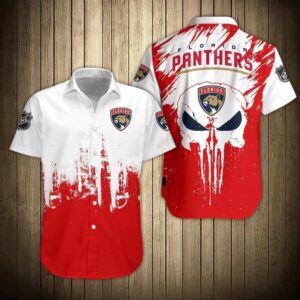 Florida Panthers Shirts Skull Button Up Short Sleeve, NHL Hawaiian Shirt