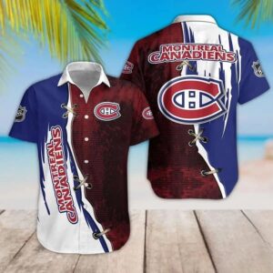 Montreal Canadiens Dark Red And Blue Hawaiian Shirt, NHL Hawaiian Shirt